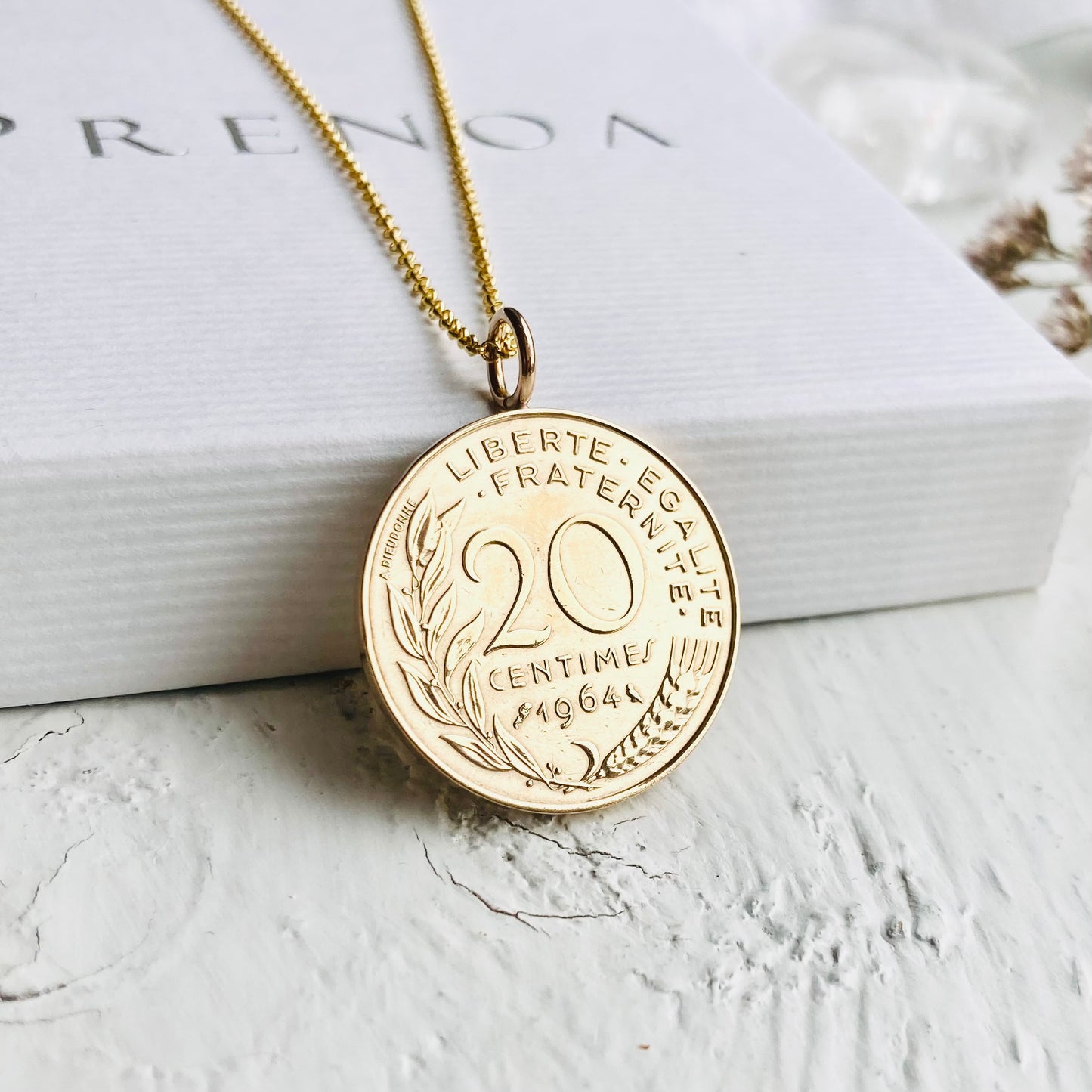 1964 French Centimes Necklace - 60th Gift