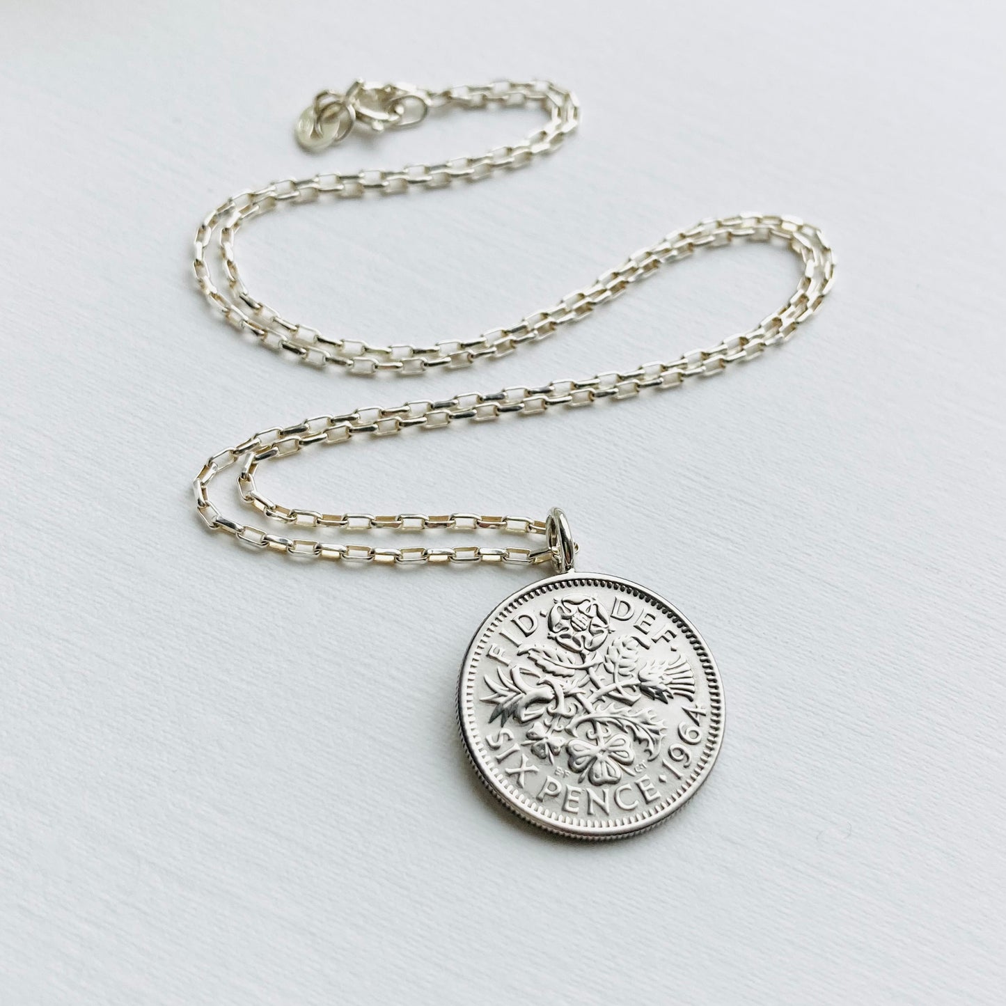 1964 Sixpence Necklace - Oblong Chain - 60th Birthday