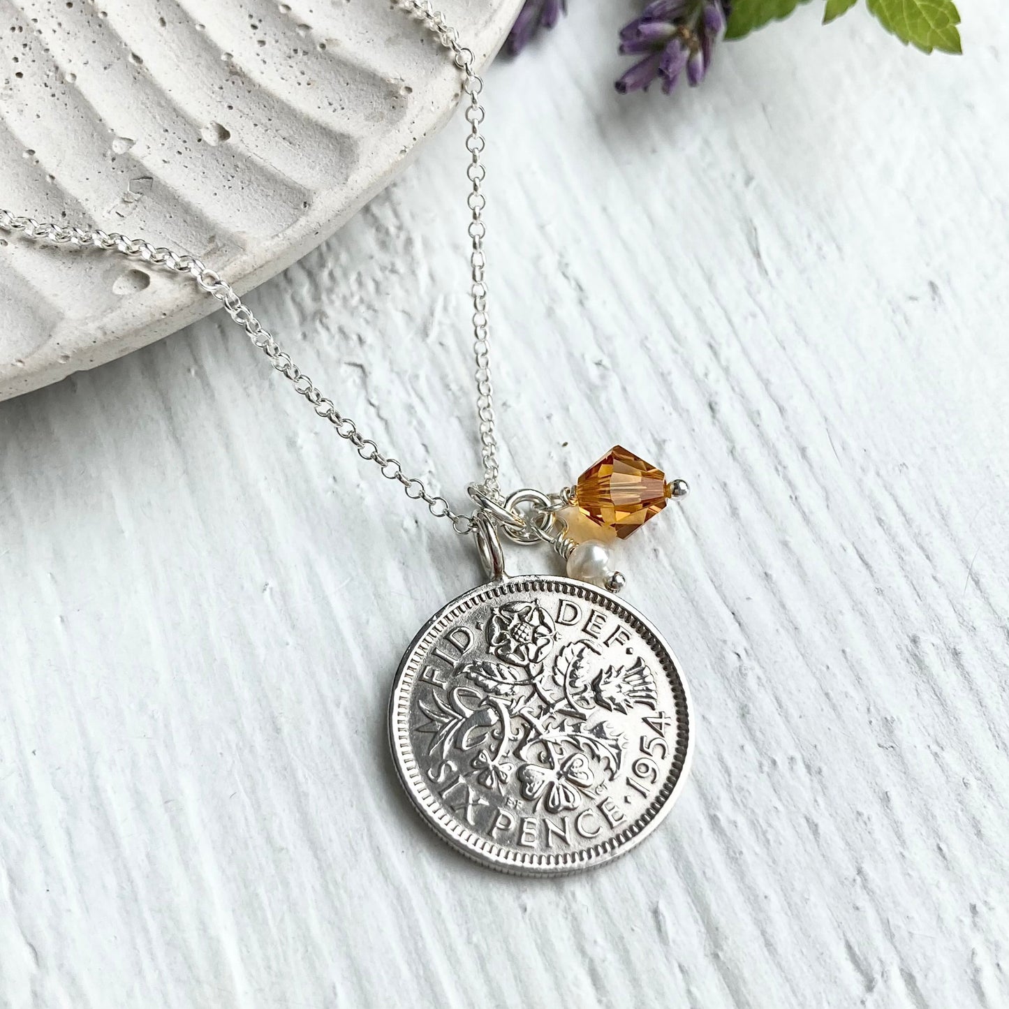 1954 Sixpence Necklace - November Birthstone