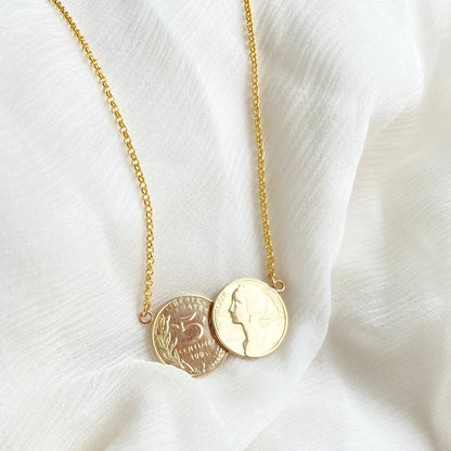 French Double Coin Necklace