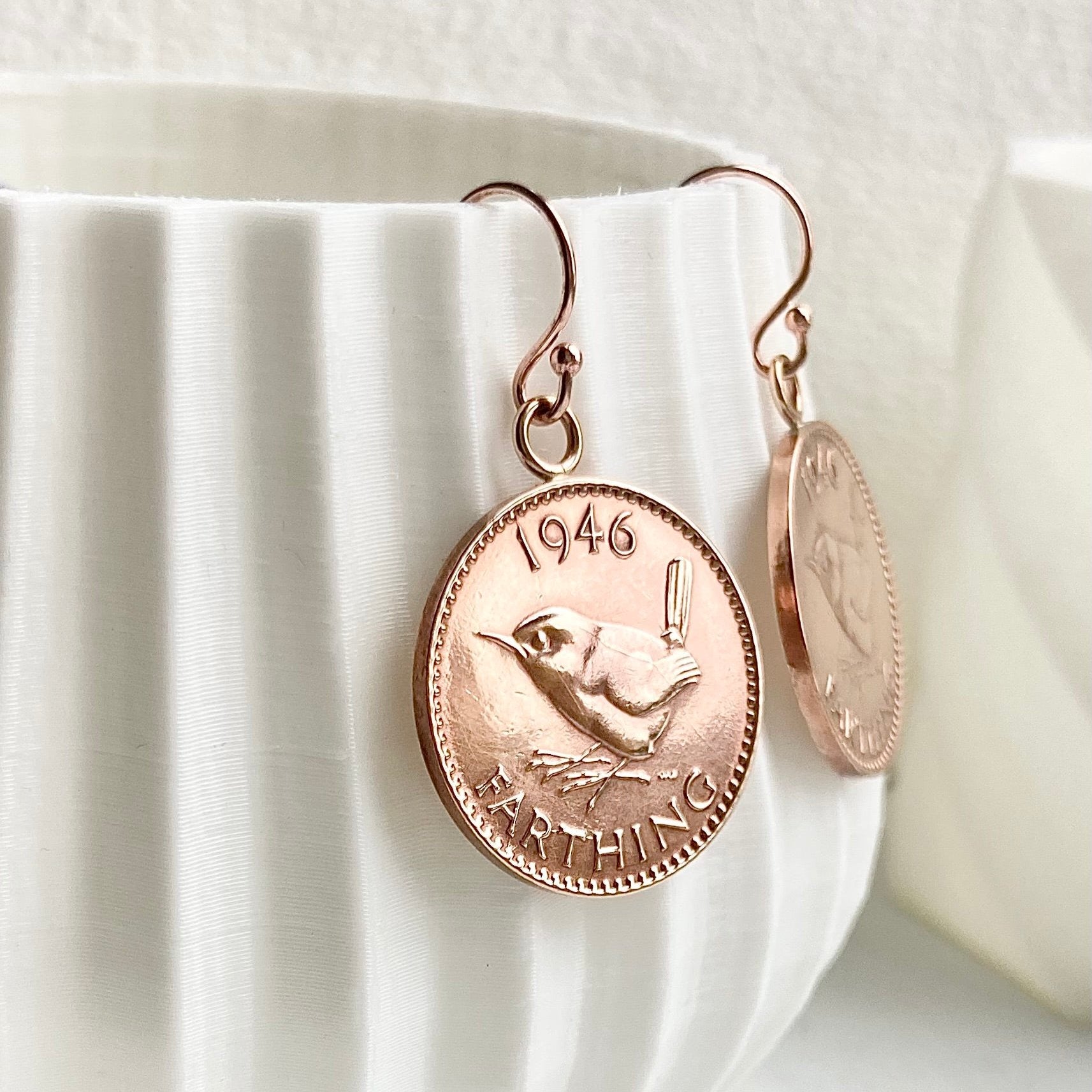 Real coin earrings, bronze gift for her