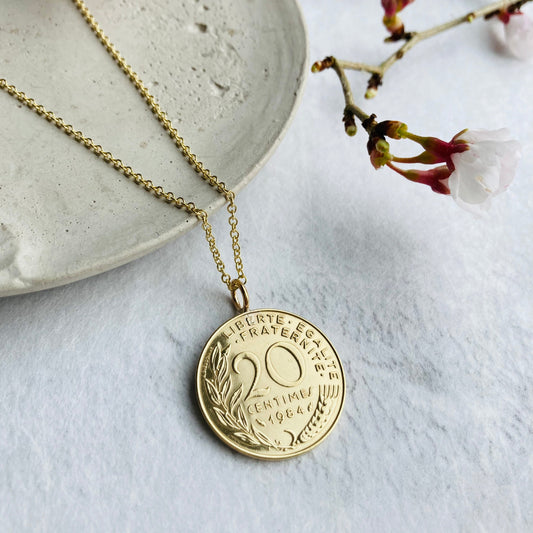 1984 French Coin Necklace - 40th Birthday