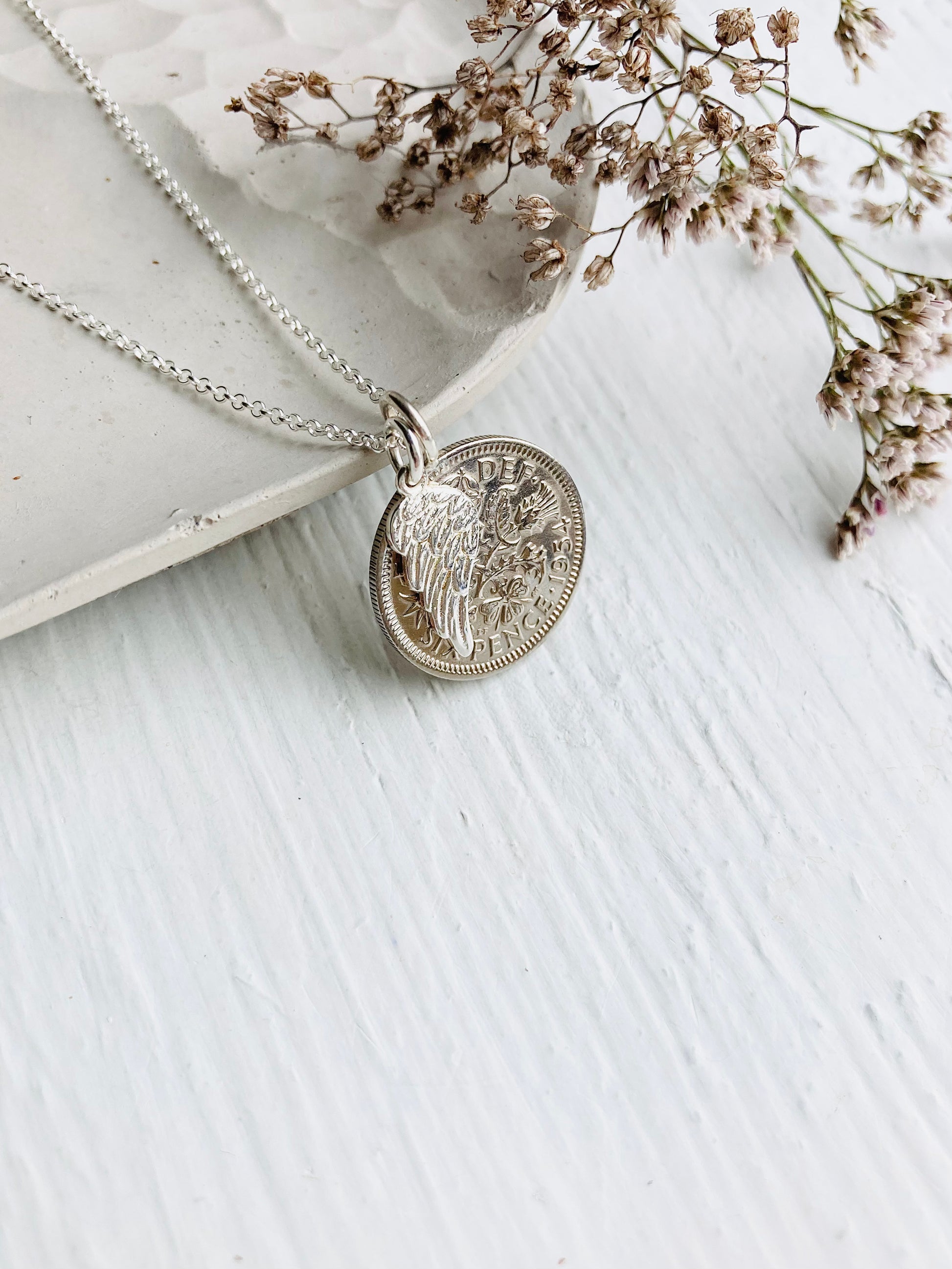 Sixpence Winged Feather Pendant