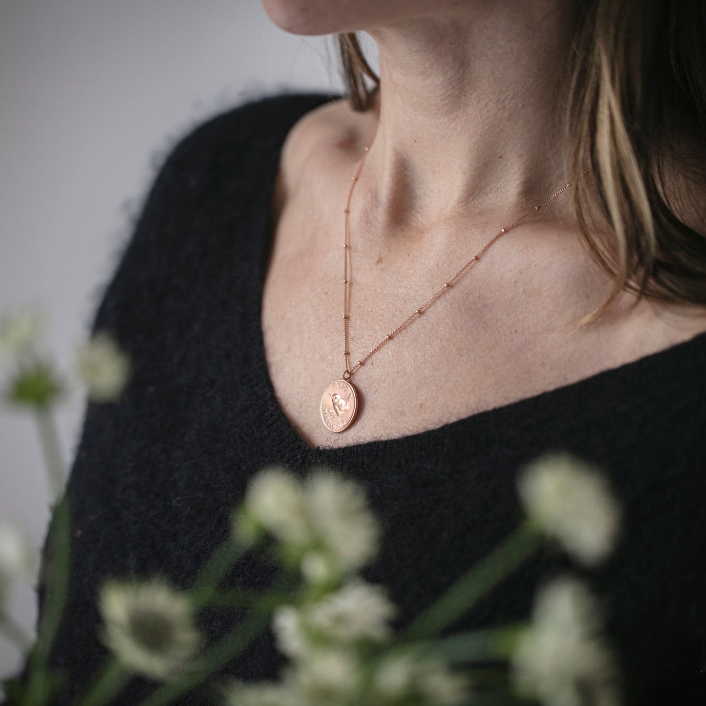 Bronze and Rose Gold Farthing Necklace - 1955