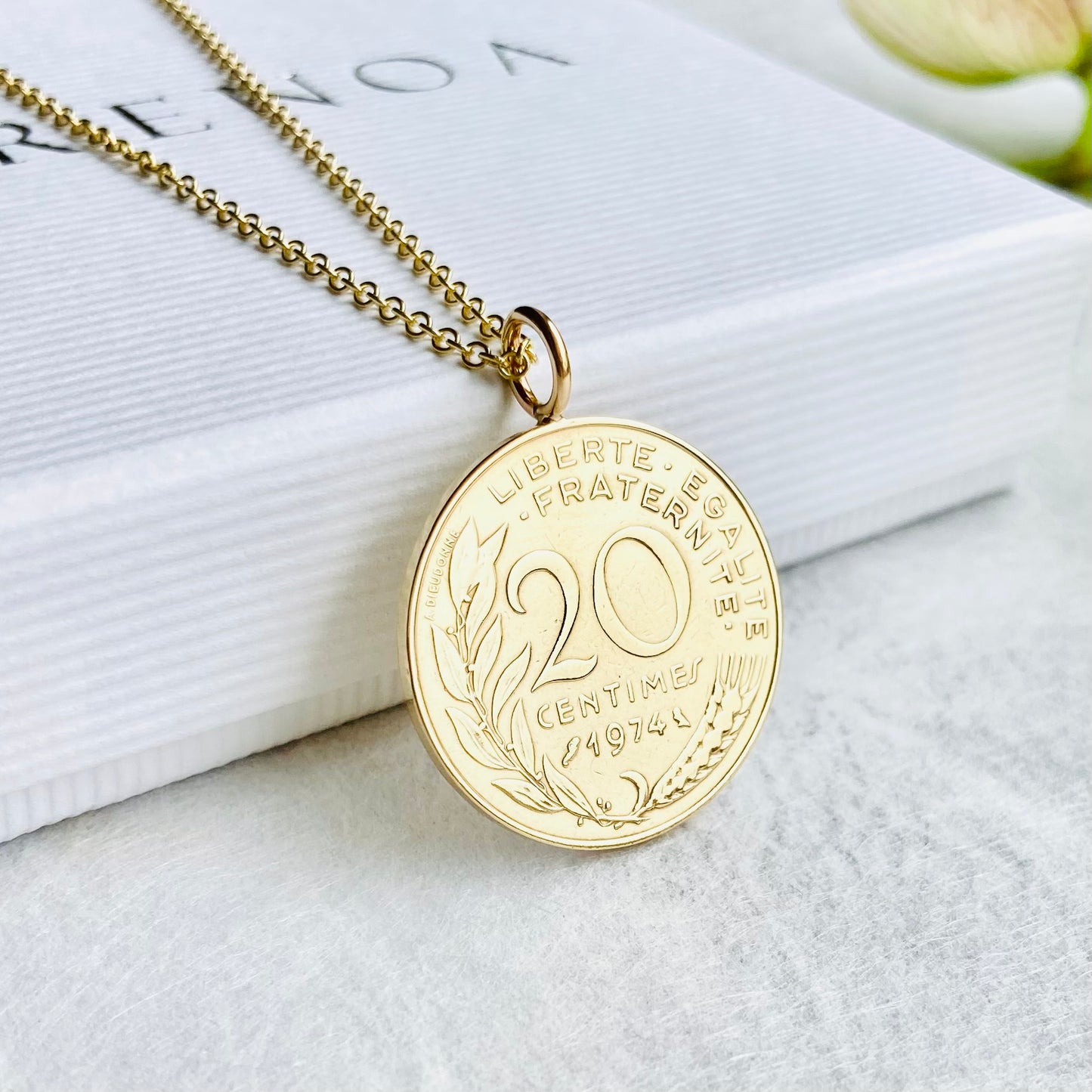 1974 French gold coin necklace