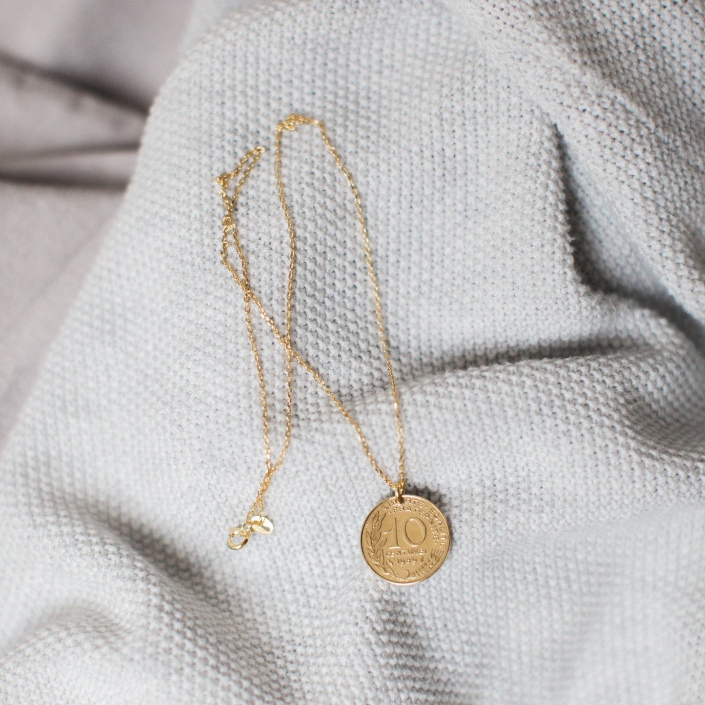 1974 French Coin Midi Necklace - Birthstone - 50th Anniversary