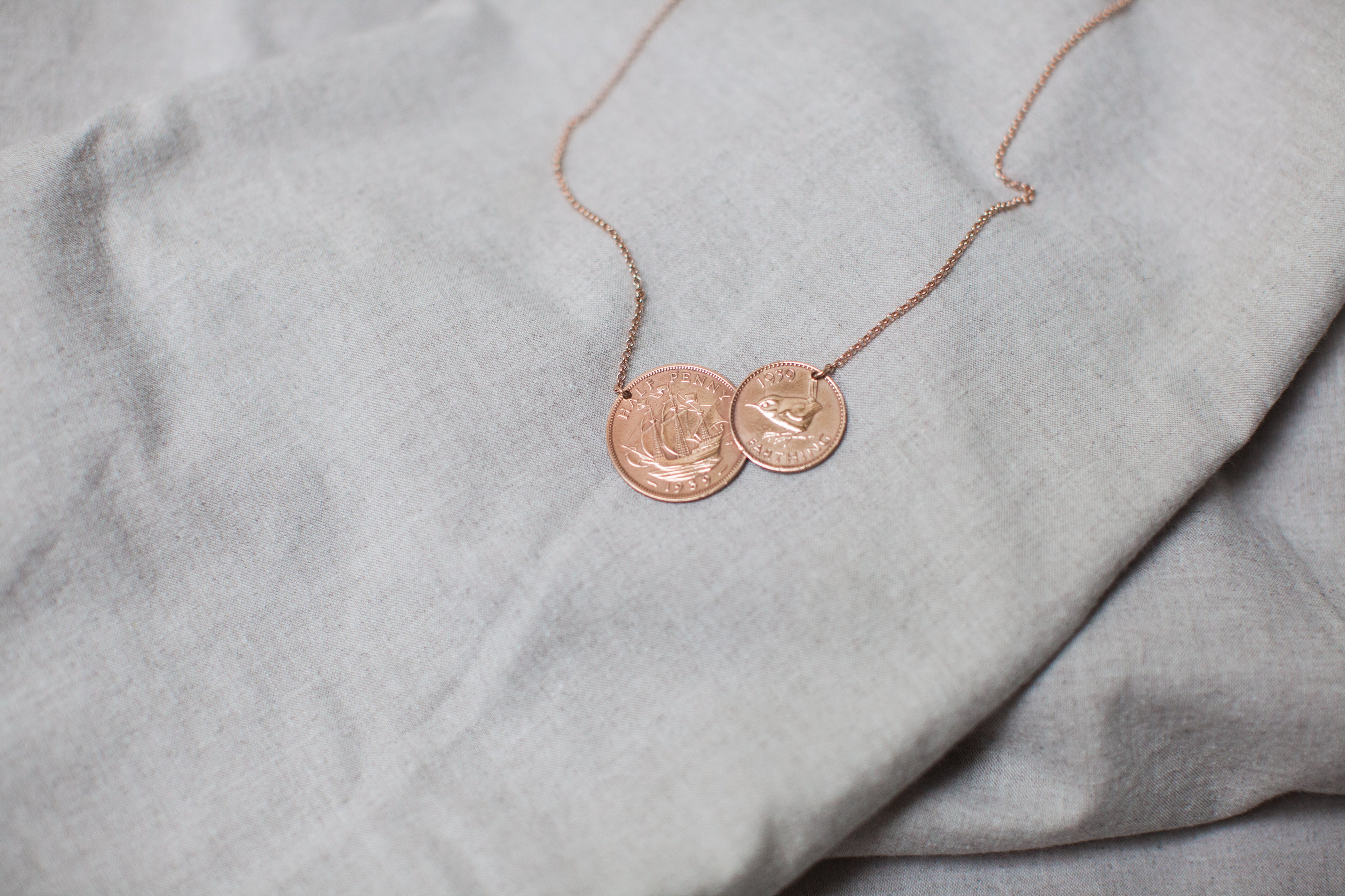 Half penny farthing necklace, bespoke