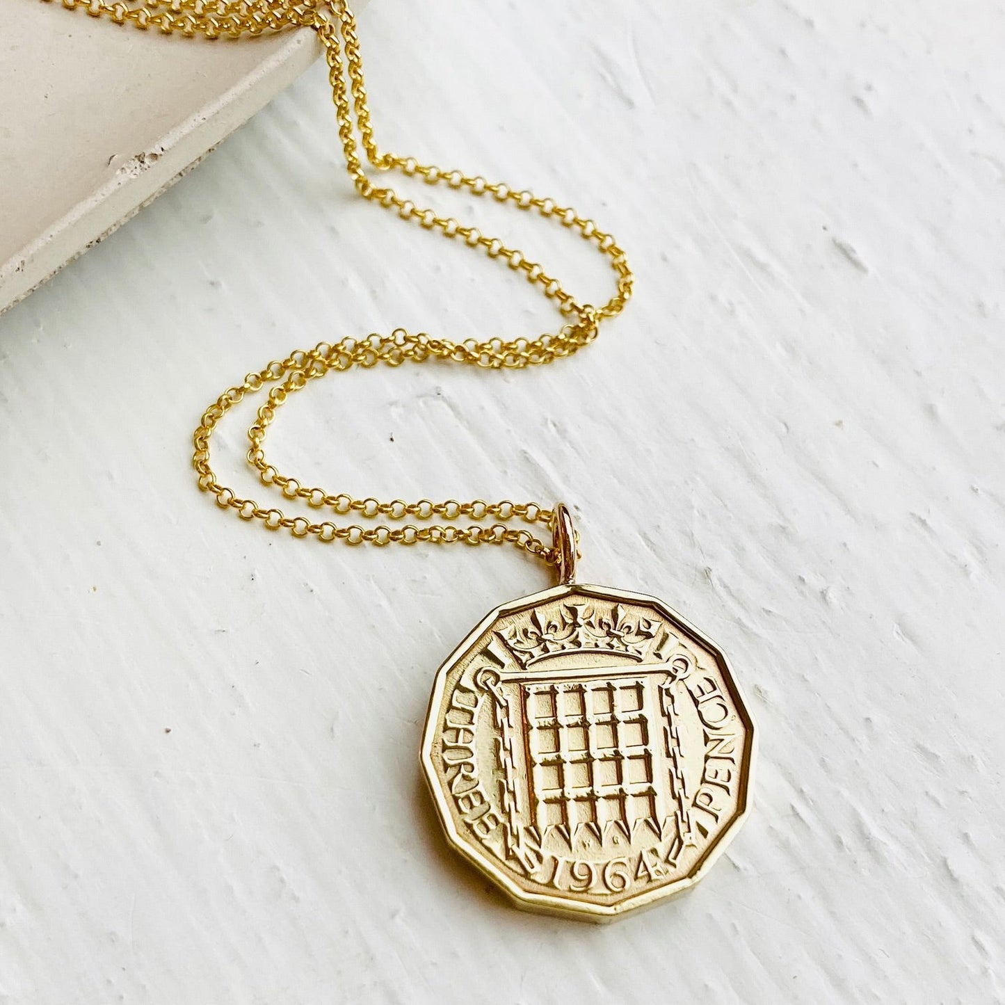 1964 portcullis coin necklace for 60th mens or womens