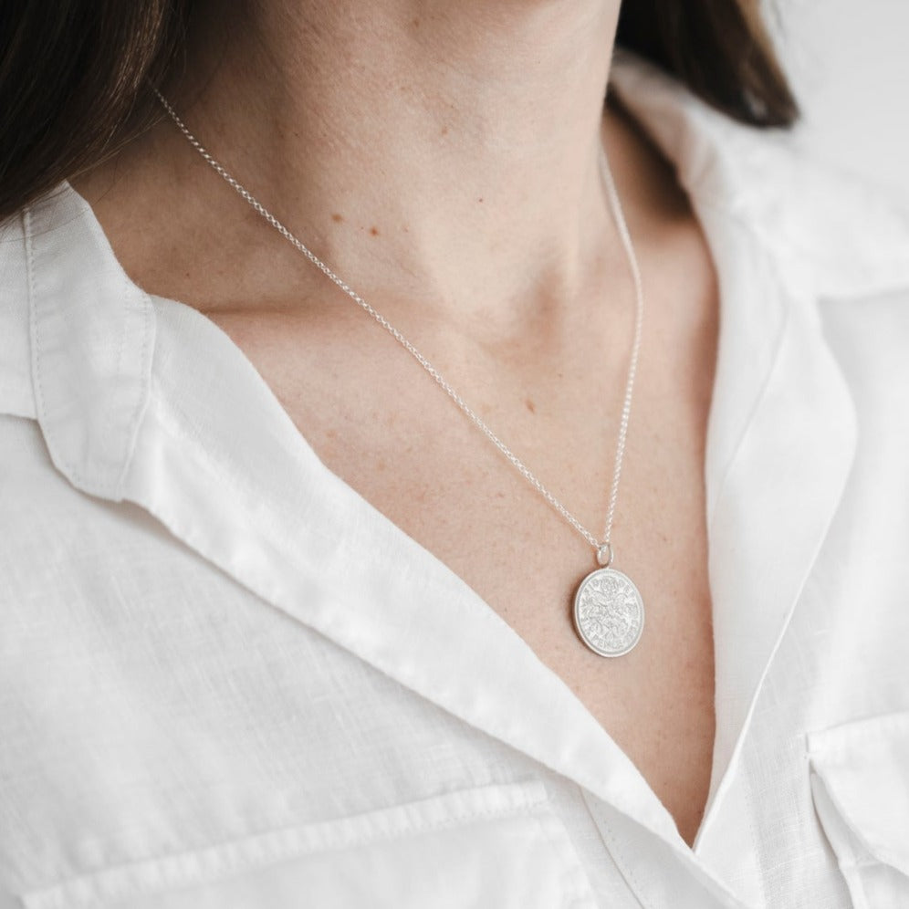 Sixpence Coin Pendant Necklace