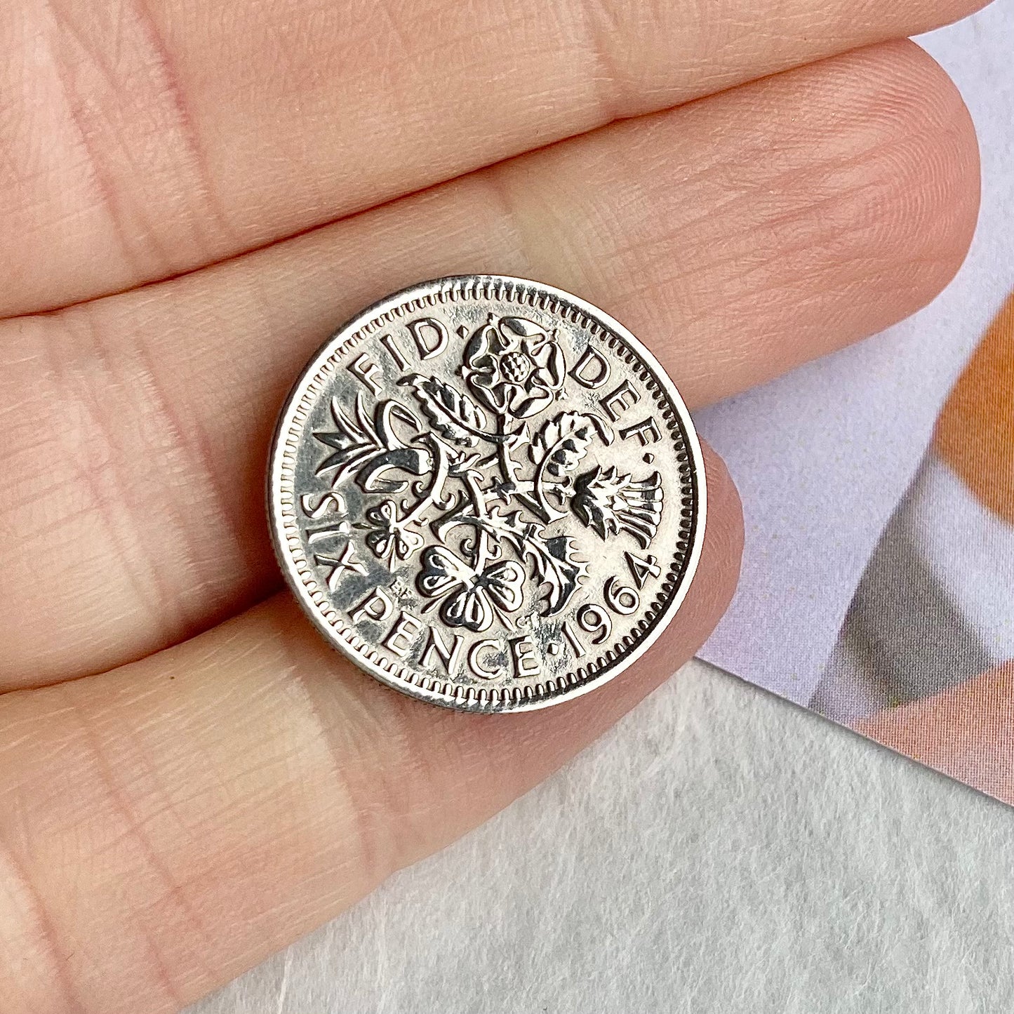 1964 Sixpence Pin