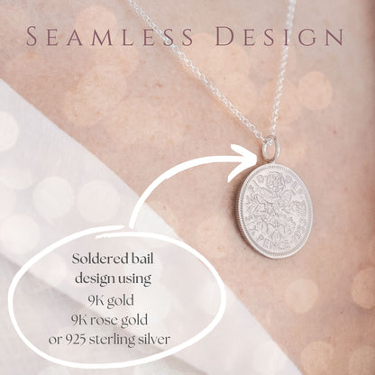 1946 British Sixpence Necklace - 80th Birthday Gift