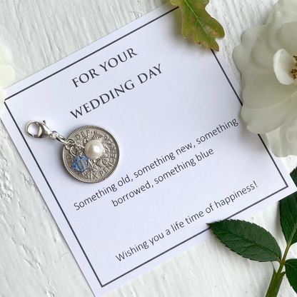Something Old to Blue- Silver Sixpence Wedding Bridal Charm