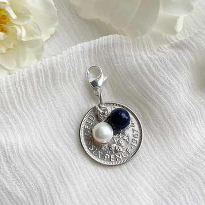 Something Old to Blue- Silver Sixpence Wedding Bridal Charm