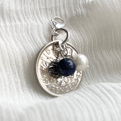 Something Old to Blue- Silver Sixpence Wedding Bridal Charm