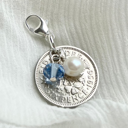 Something Old to Blue- Silver Sixpence Wedding Charm