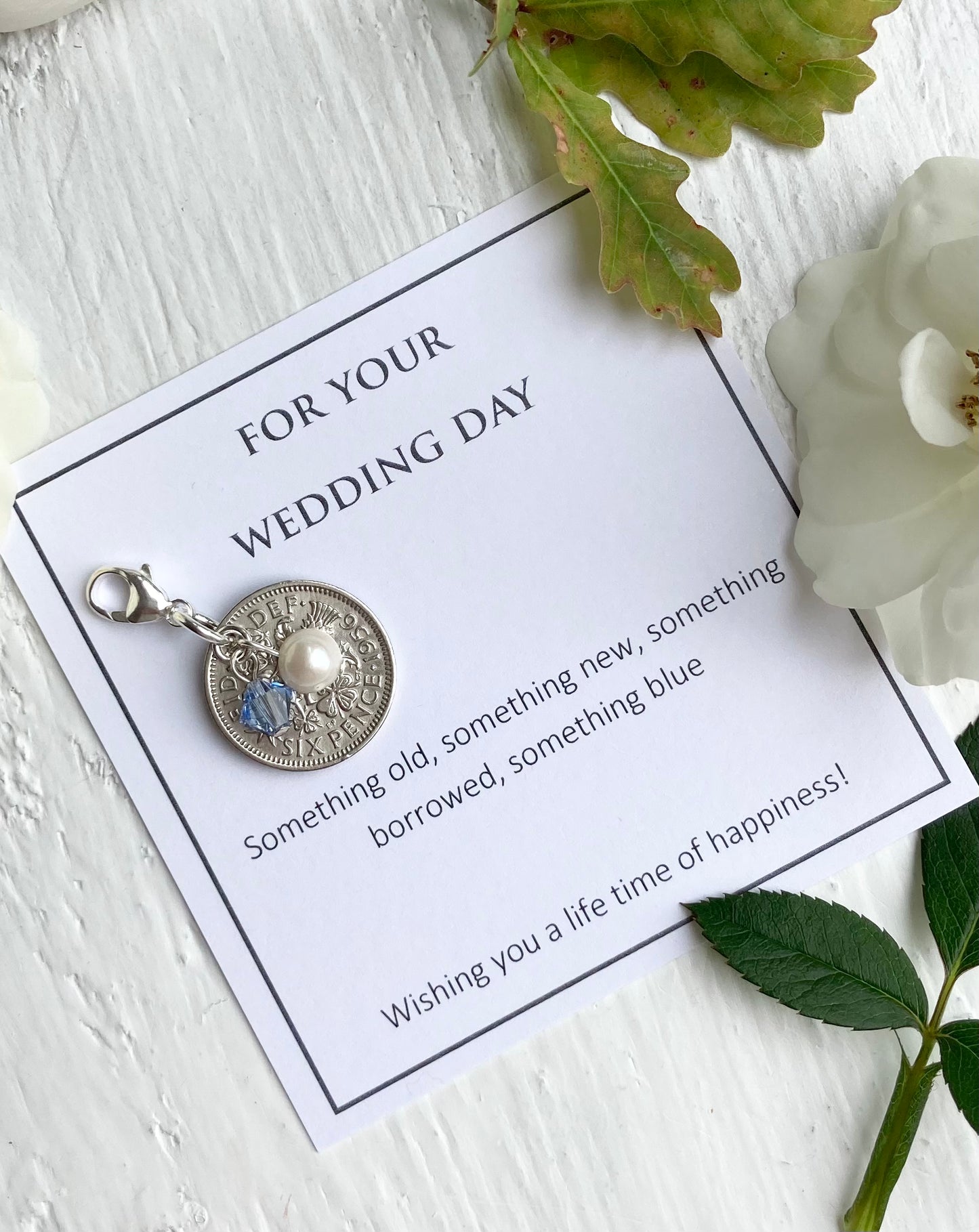 Something Old to Blue- Silver Sixpence Wedding Pin - Bridal Gift Something Old
