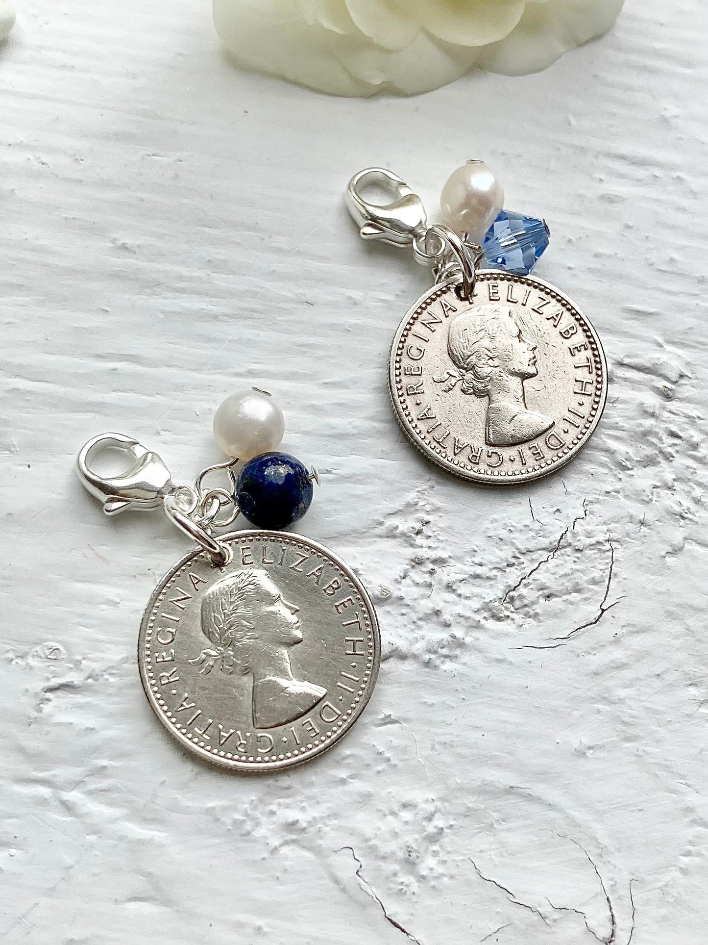 Something Old to Blue- Silver Sixpence Wedding Charm