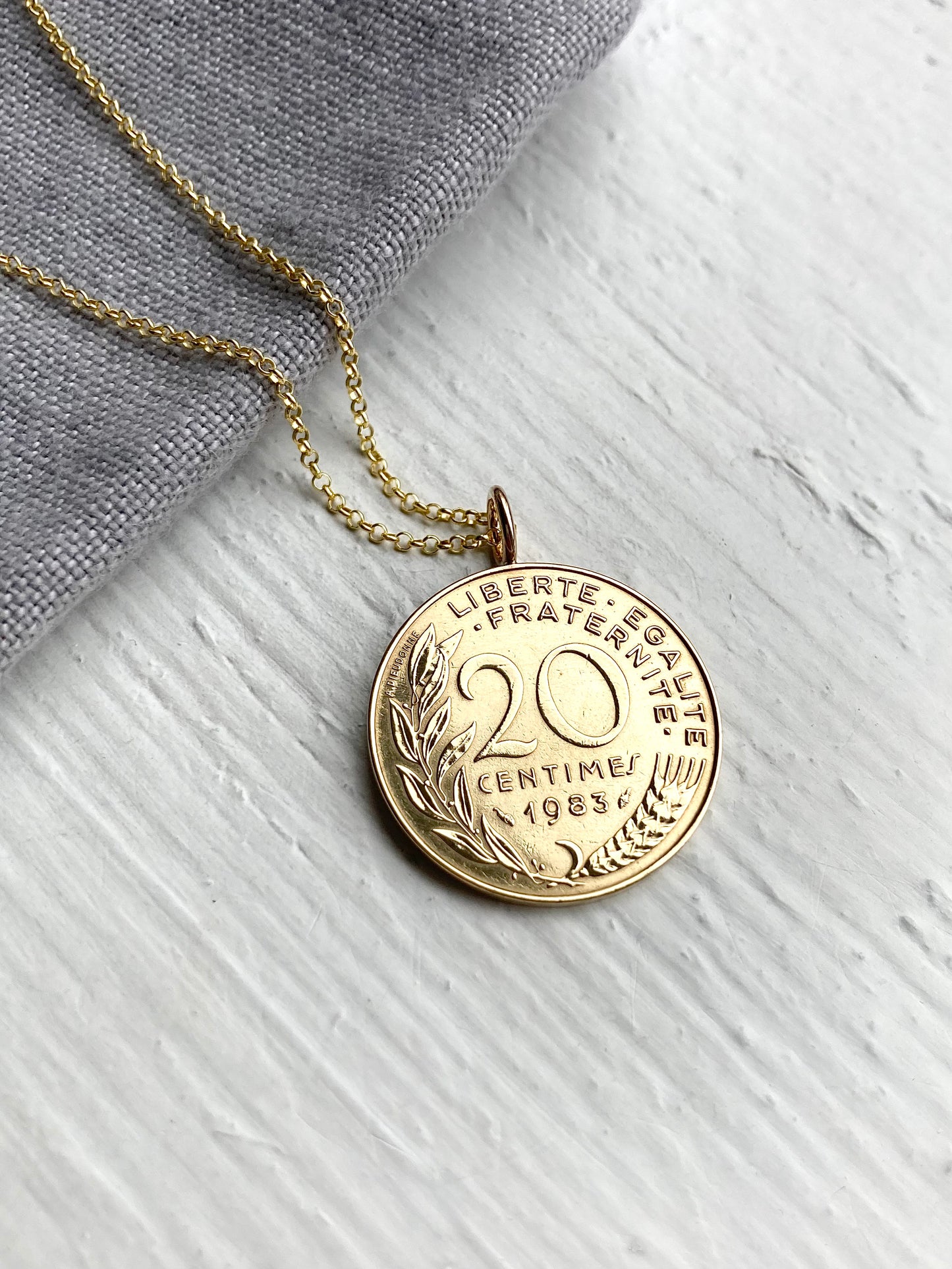 1983 French Coin Necklace - 20 Centimes