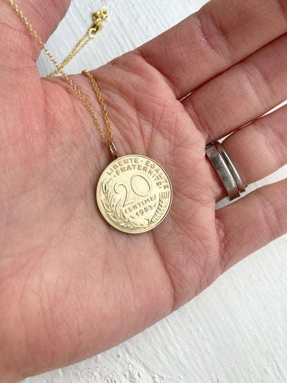 1983 French Coin Necklace - 20 Centimes