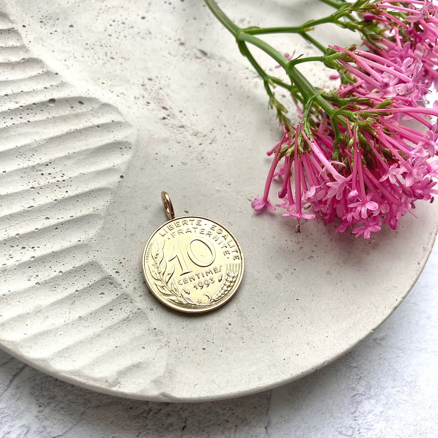 1993 French 10c Coin Necklace - Gold Bail