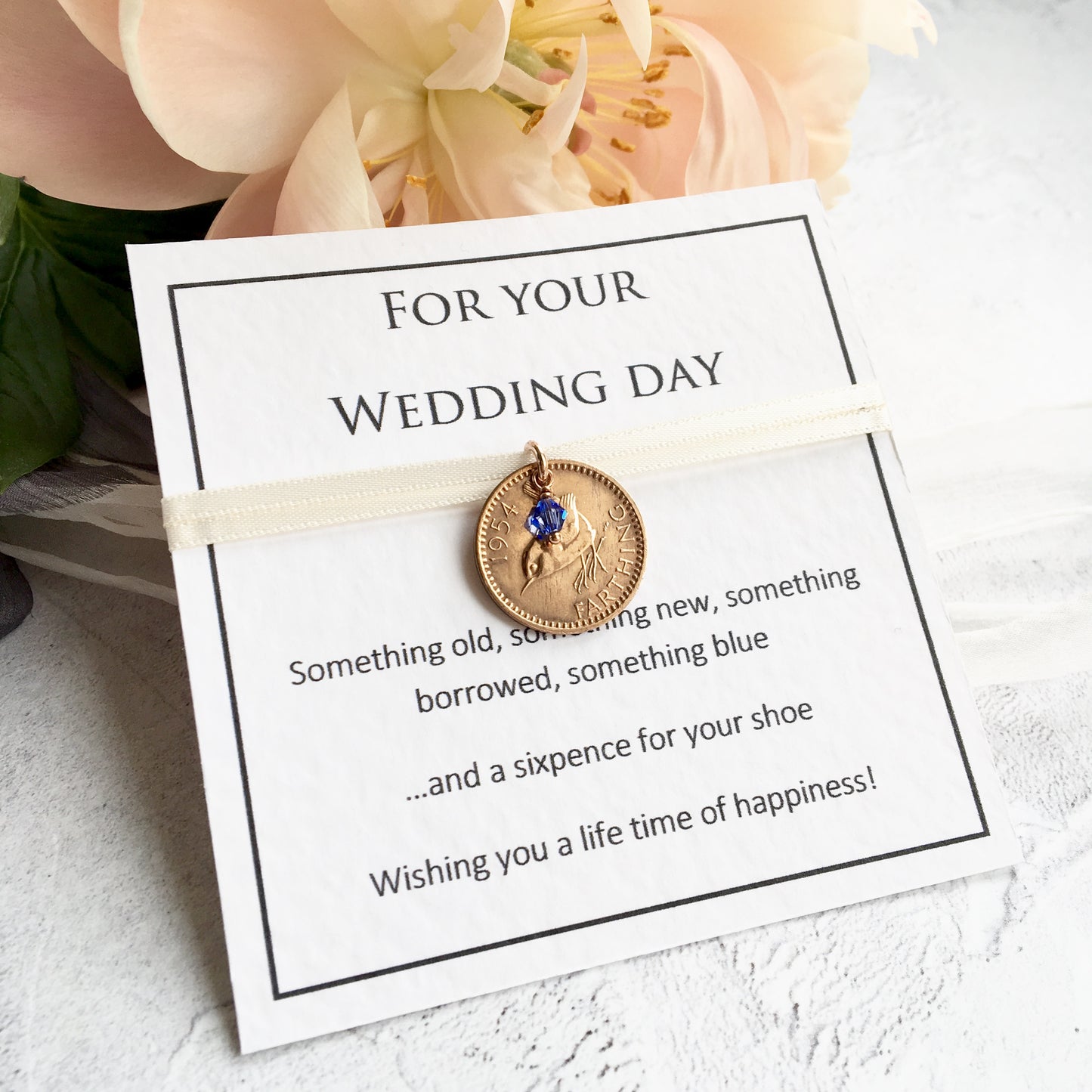 Something Old, New, Borrowed and Blue Farthing Bridal Charm