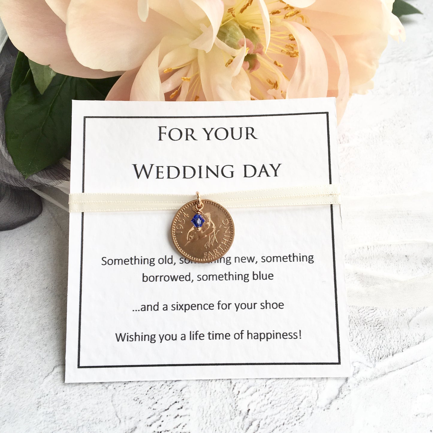 Something Old, New, Borrowed and Blue Farthing Bridal Charm