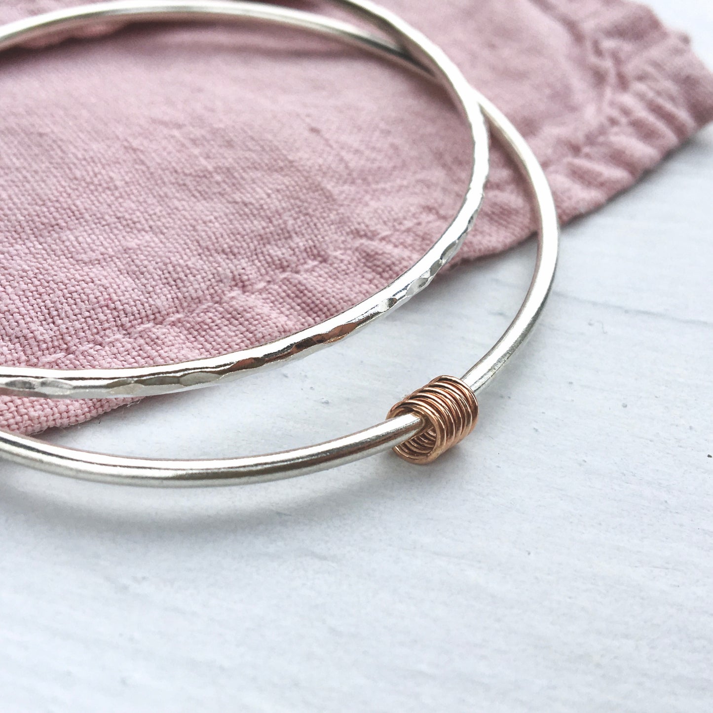 Ring of Roses - Sterling Silver Infinity Bangle - 9ct Rose Gold Filled