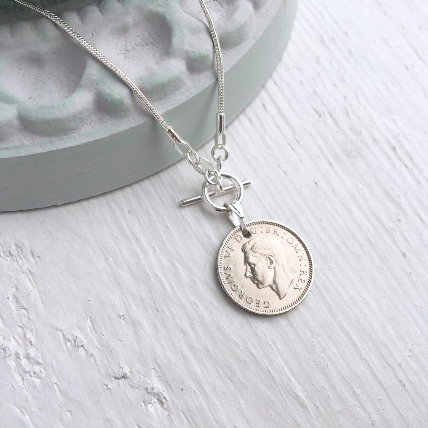 Christmas Day Sixpence Toggle Necklace