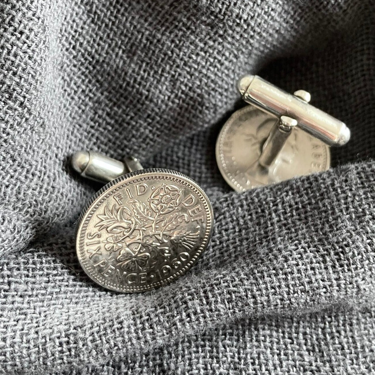 1953-1967 QEII Sixpence Cufflinks