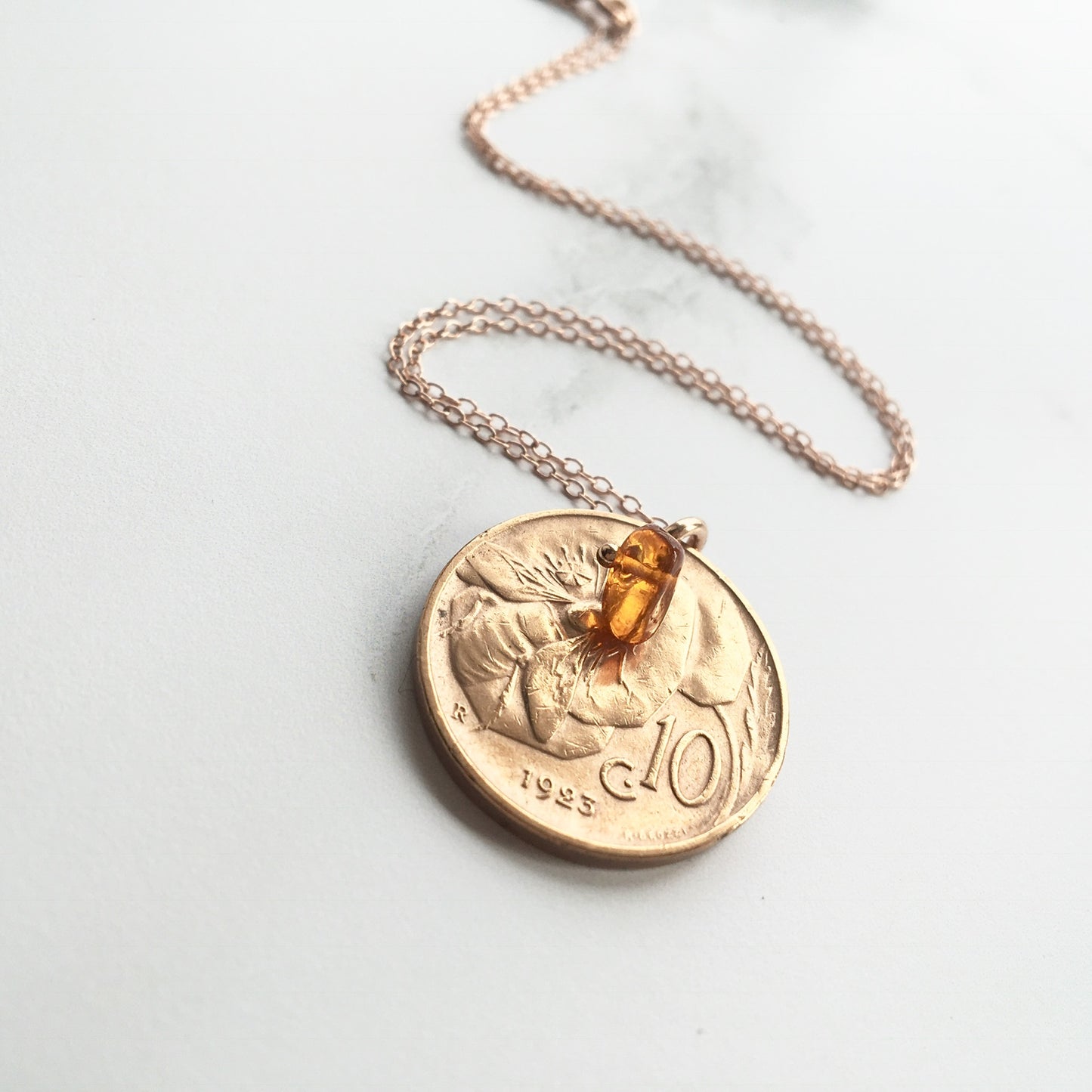 Rose gold bee necklace