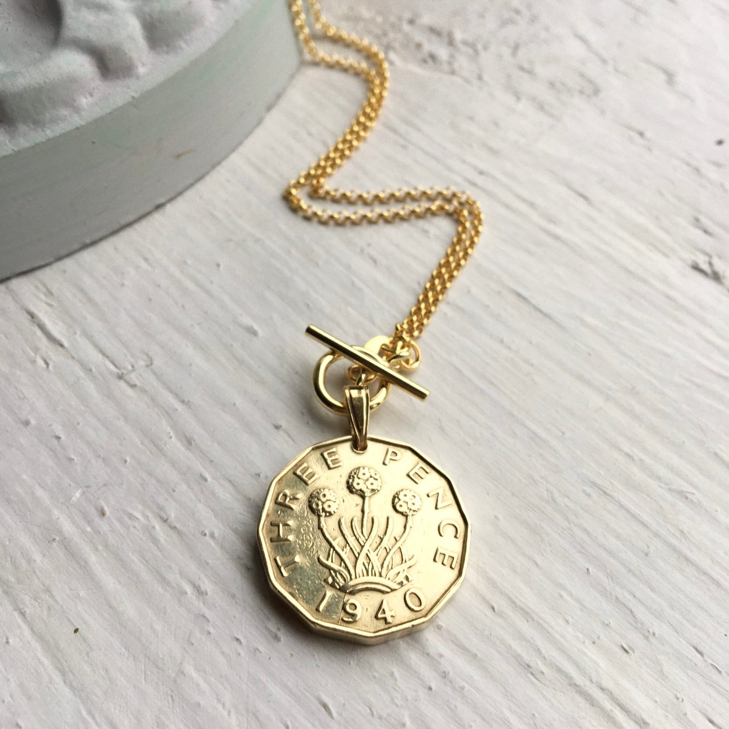 Thrift Threepence - Gold Toggle Necklace