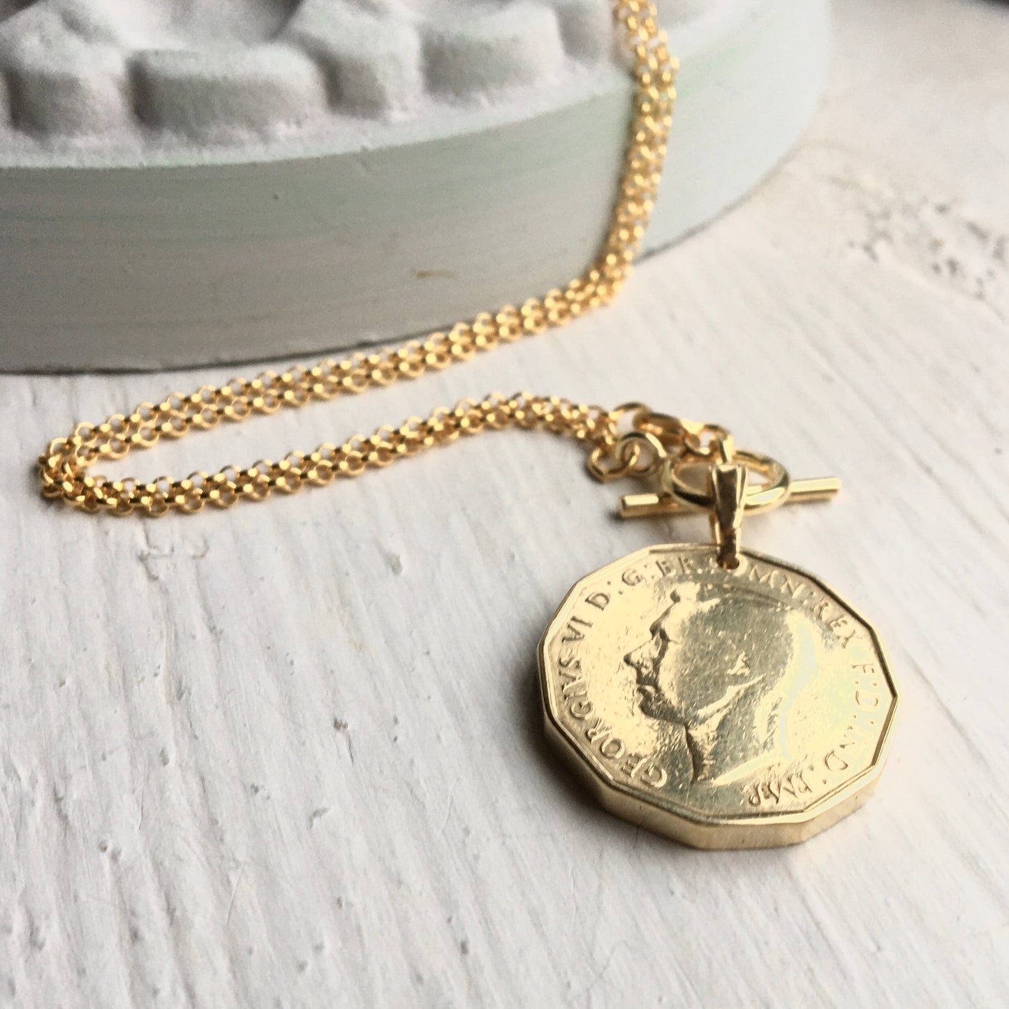 Thrift Threepence - Gold Toggle Necklace