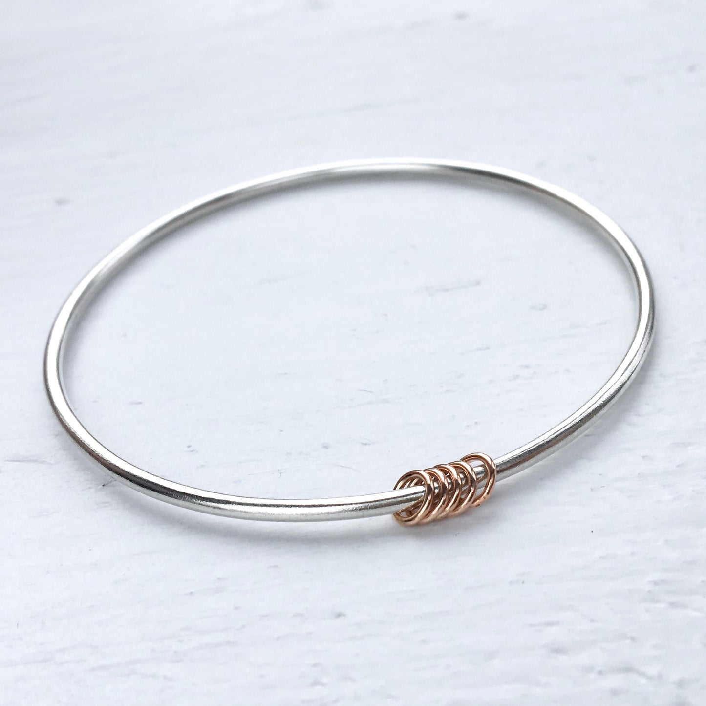 Ring of Roses - Sterling Silver Infinity Bangle - 9ct Rose Gold Filled