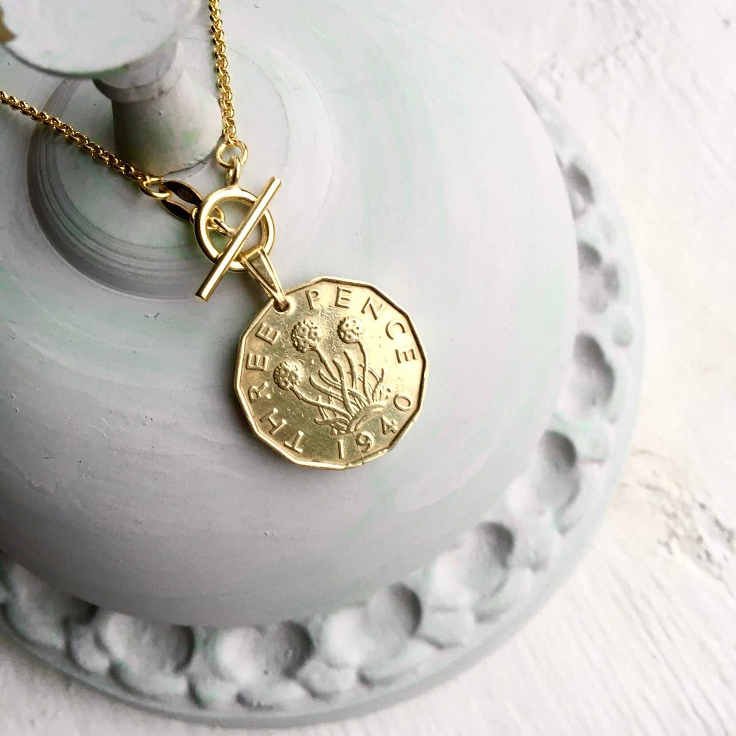 Thrift Threepence - Gold Toggle Necklace