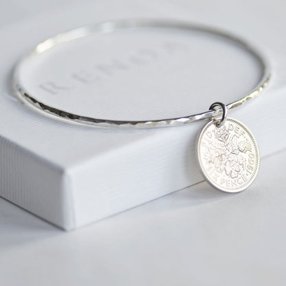1953-1967 Sixpence Infinity Bangle - Sterling Silver Coin Bracelet