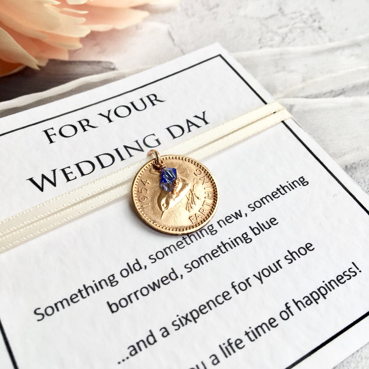 Something Old, New, Borrowed and Blue Farthing Bridal Charm