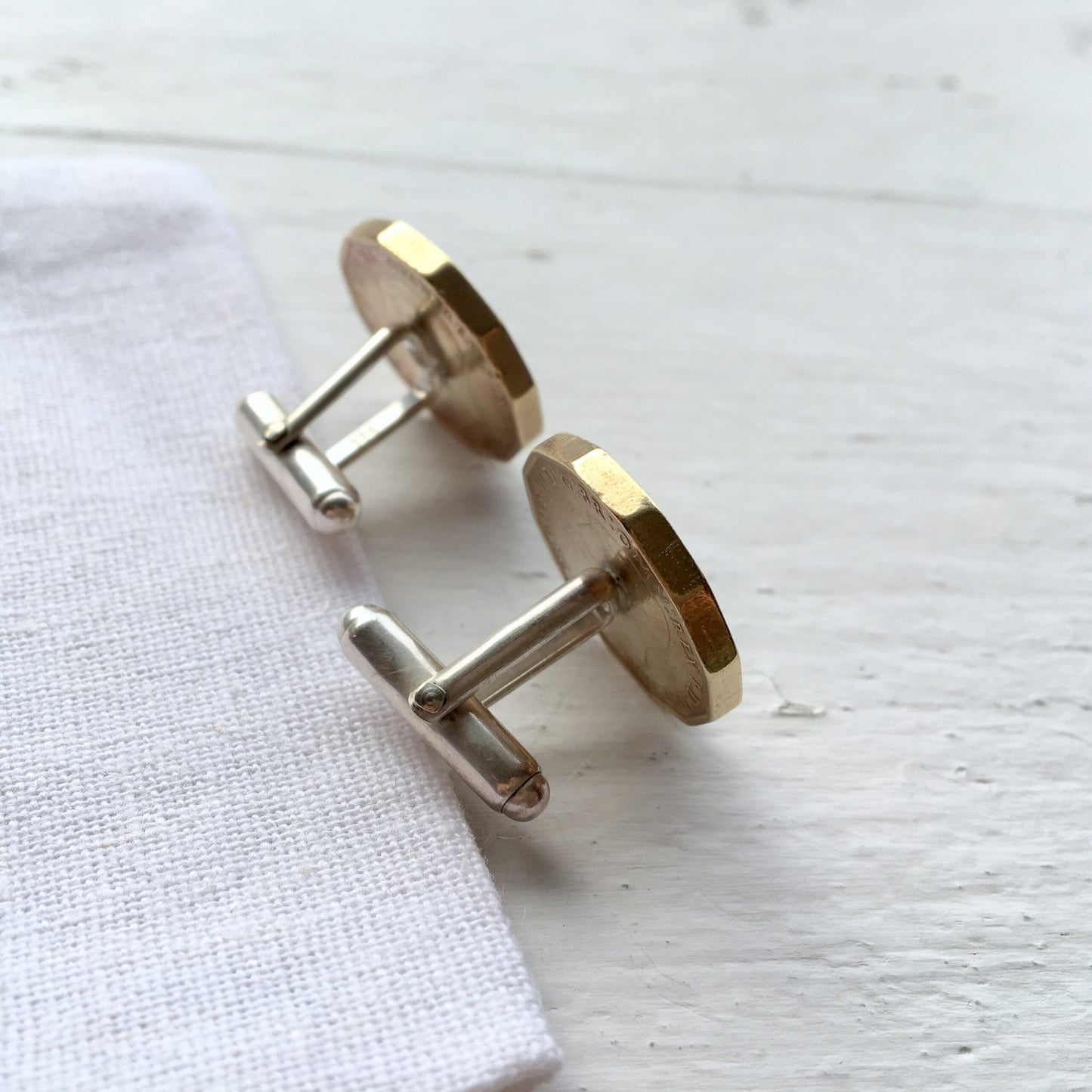 British Threepence- Cufflinks with Sterling Silver