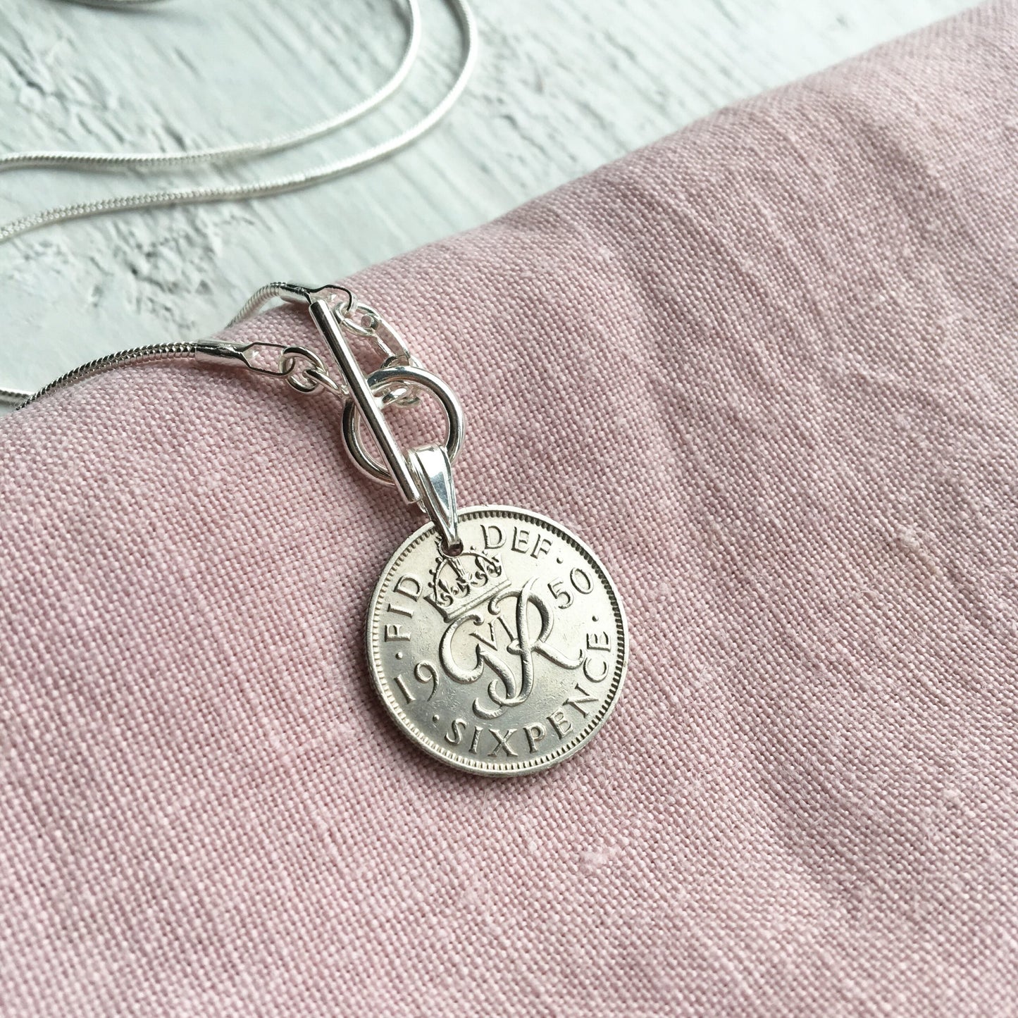 Christmas Day Sixpence Toggle Necklace