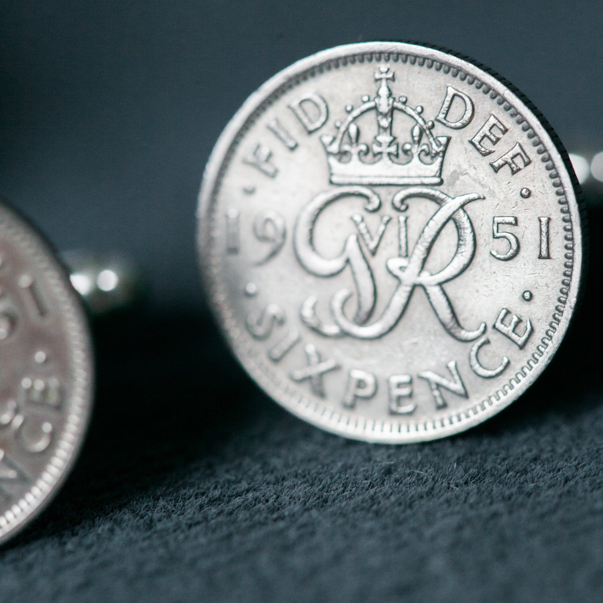 1949 1952 Sixpence Cufflinks Sterling Silver King George VI Prenoa