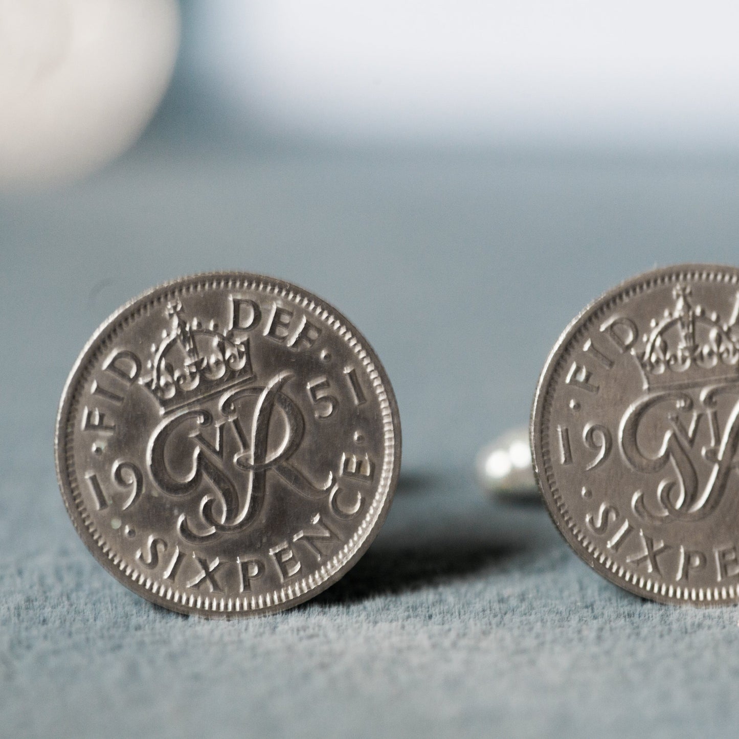 1949-1952 Sixpence Cufflinks - Sterling Silver King George VI