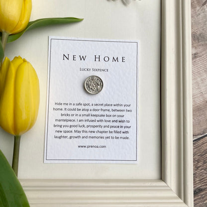 Silver sixpence for home, new home gift.