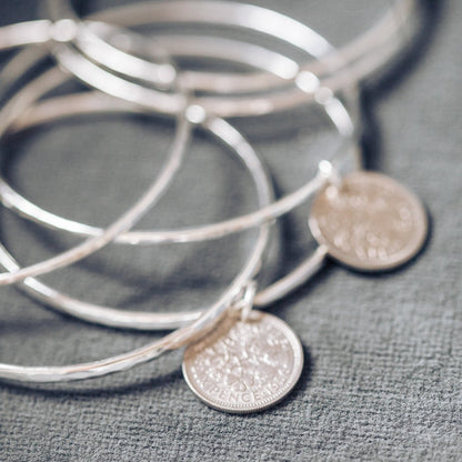 1953-1967 Sixpence Infinity Bangle - Sterling Silver Coin Bracelet