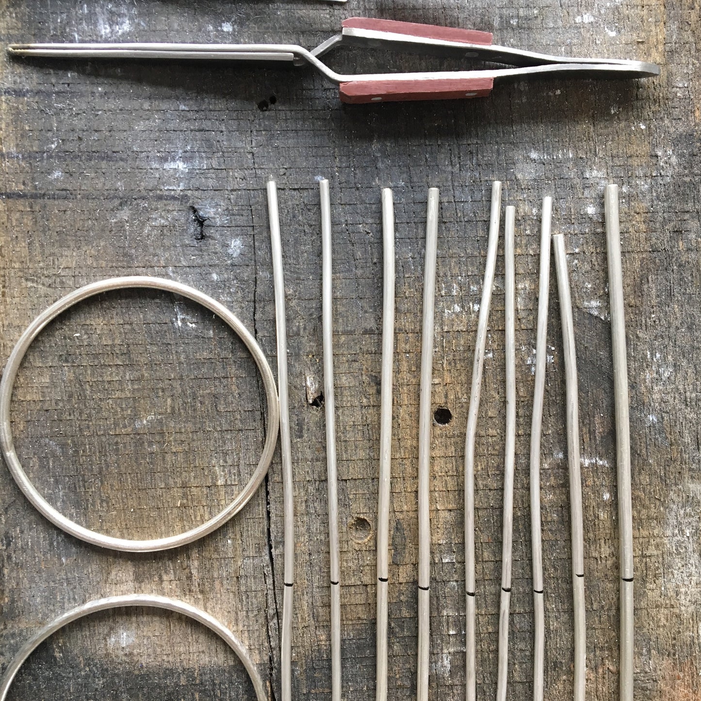 The process of making a bangle is mindful. This photo shows our cut to size sterling silver, ready to be soldered and Hallmarked into our signature bangles. 