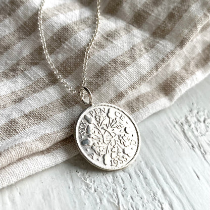 Lucky Sixpence  Wedding Day Necklace