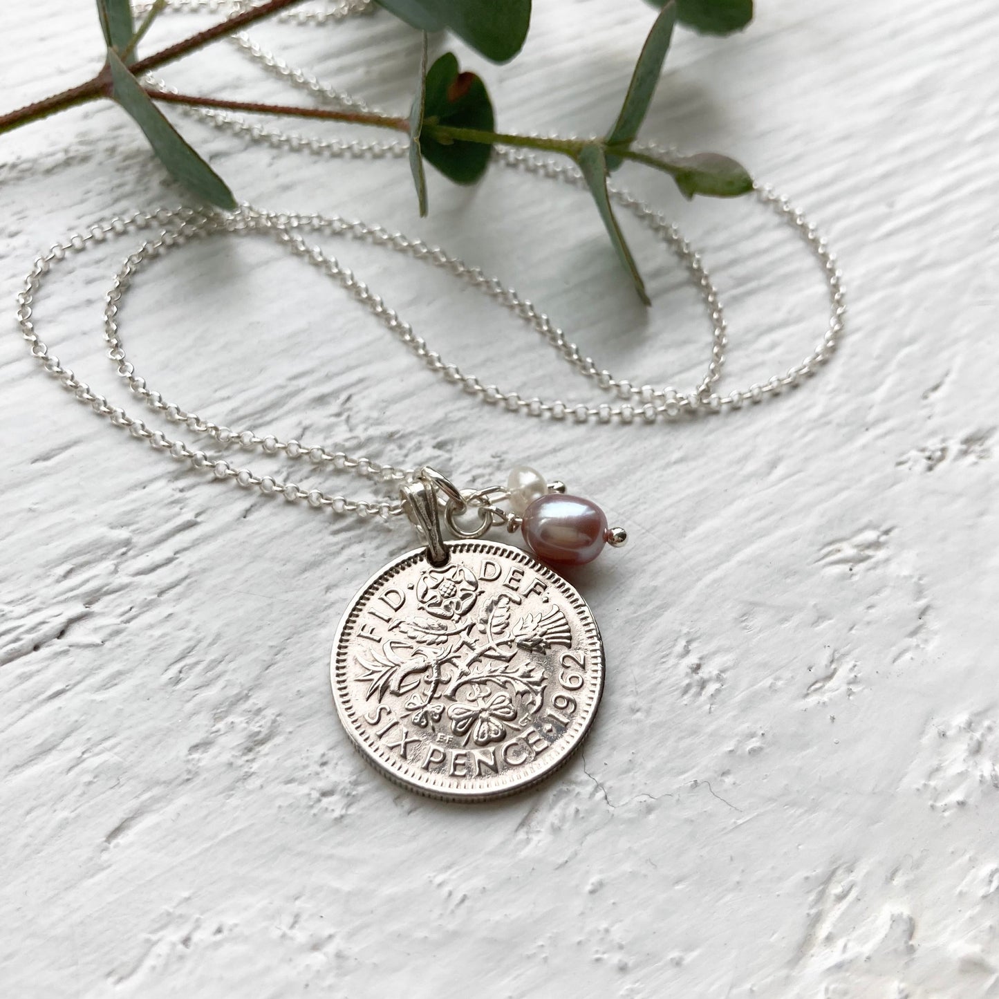 1953-1967 Sixpence Necklace - June Birthstone