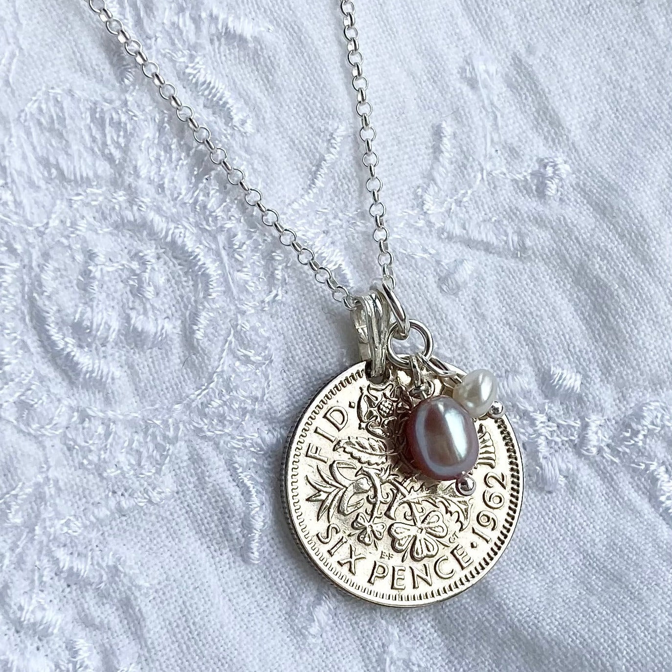 1953-1967 Sixpence Necklace - June Birthstone