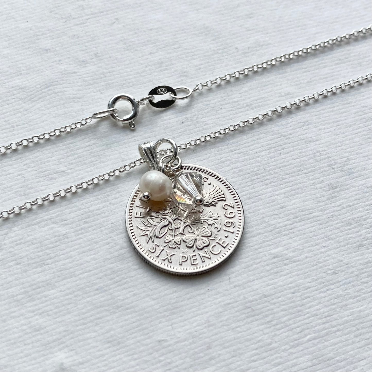 1953-1967 Sixpence Necklace - April Birthstone