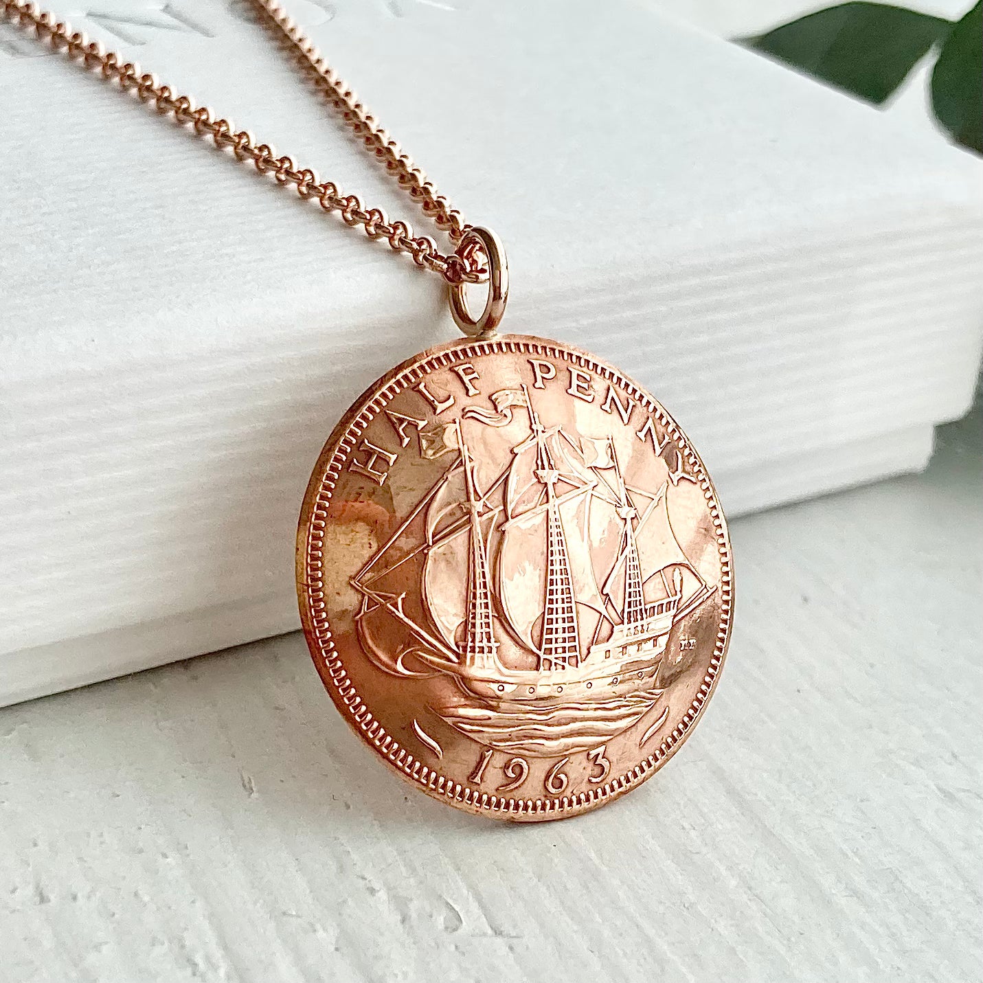 1963 Bronze Coin Domed Pendant