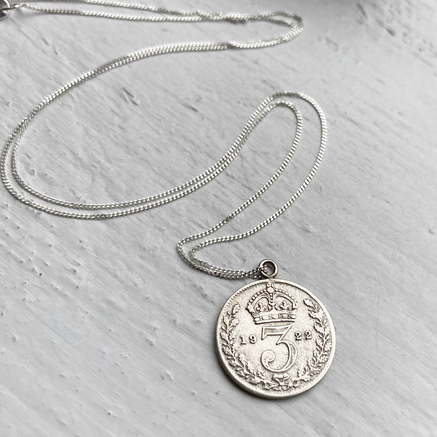 Three Pence Silver Necklace - Crown